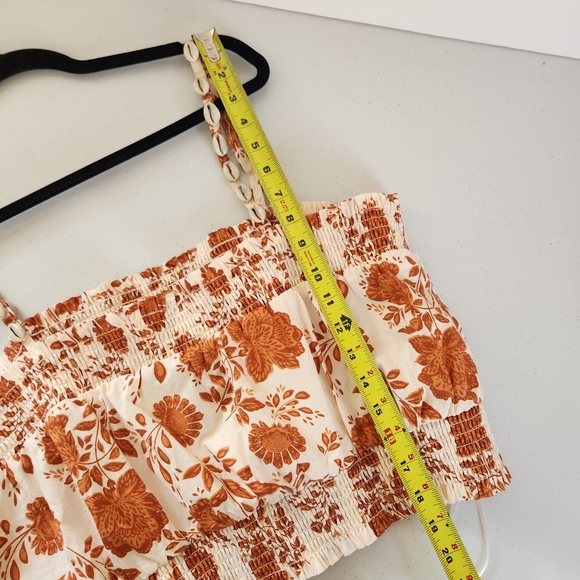 Bailey 44 Brown Floral Boho Crop Top Tank Size XL Beachy Cowrie Shell Straps New - Picture 9 of 9